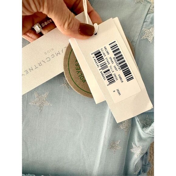 NWT Stella Mc Cartney child light blue tulle dress with silver star Size 8 - Picture 8 of 8